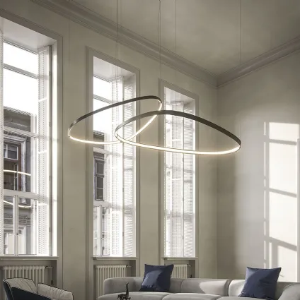 Magellano Magnum suspension lamp in titanium painted steel by Cattelan Italia.