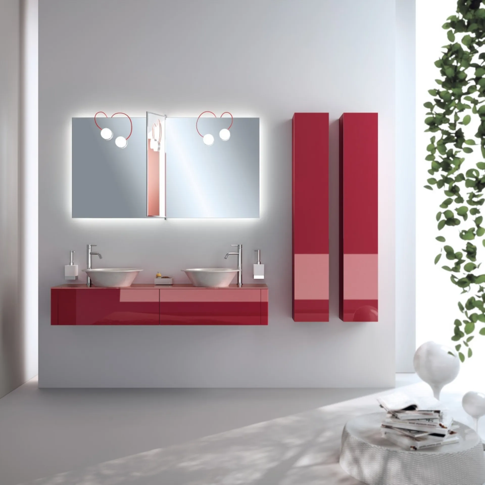 Ruby Polished Glass Font Bathroom Cabinet by Scavolini Bathrooms