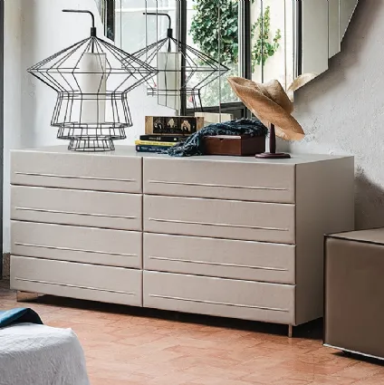 Dyno dresser in wood covered in leather by Cattelan Italia