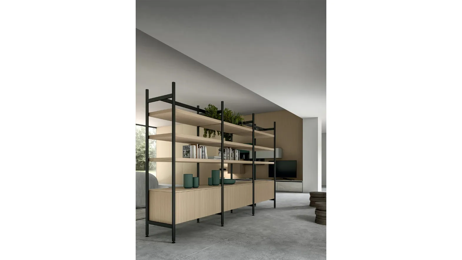 Living Glass dividing bookcase by Arredo3