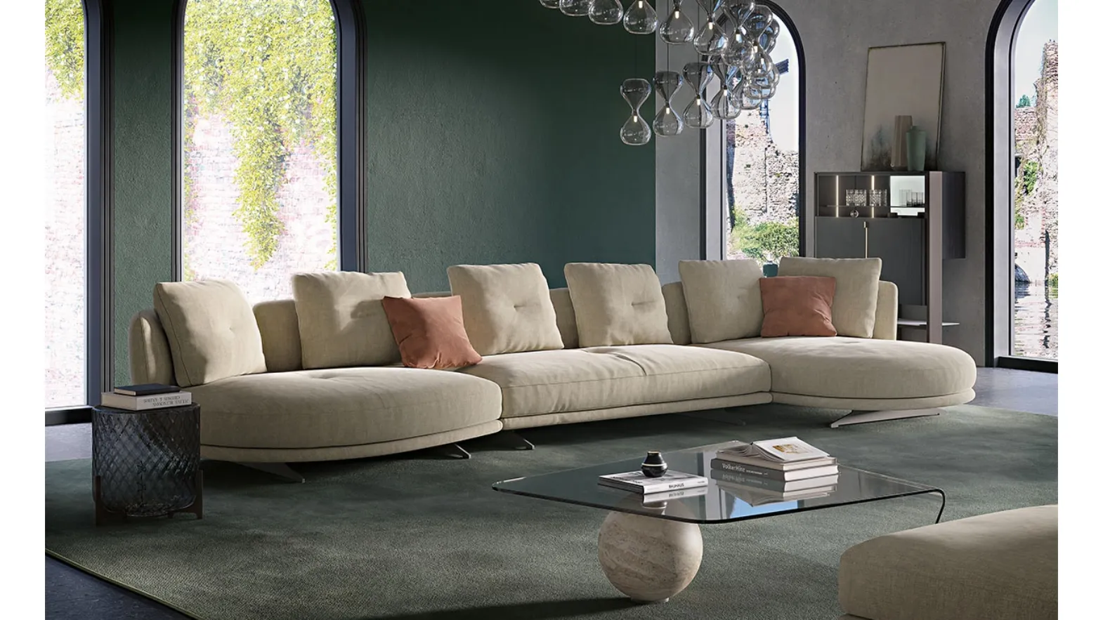 Sofa with peninsula Douglas by Cattelan Italia