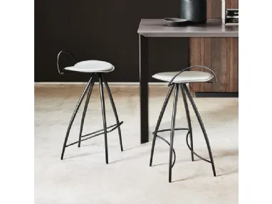 Steel stool with Coco leather seat by Cattelan Italia.