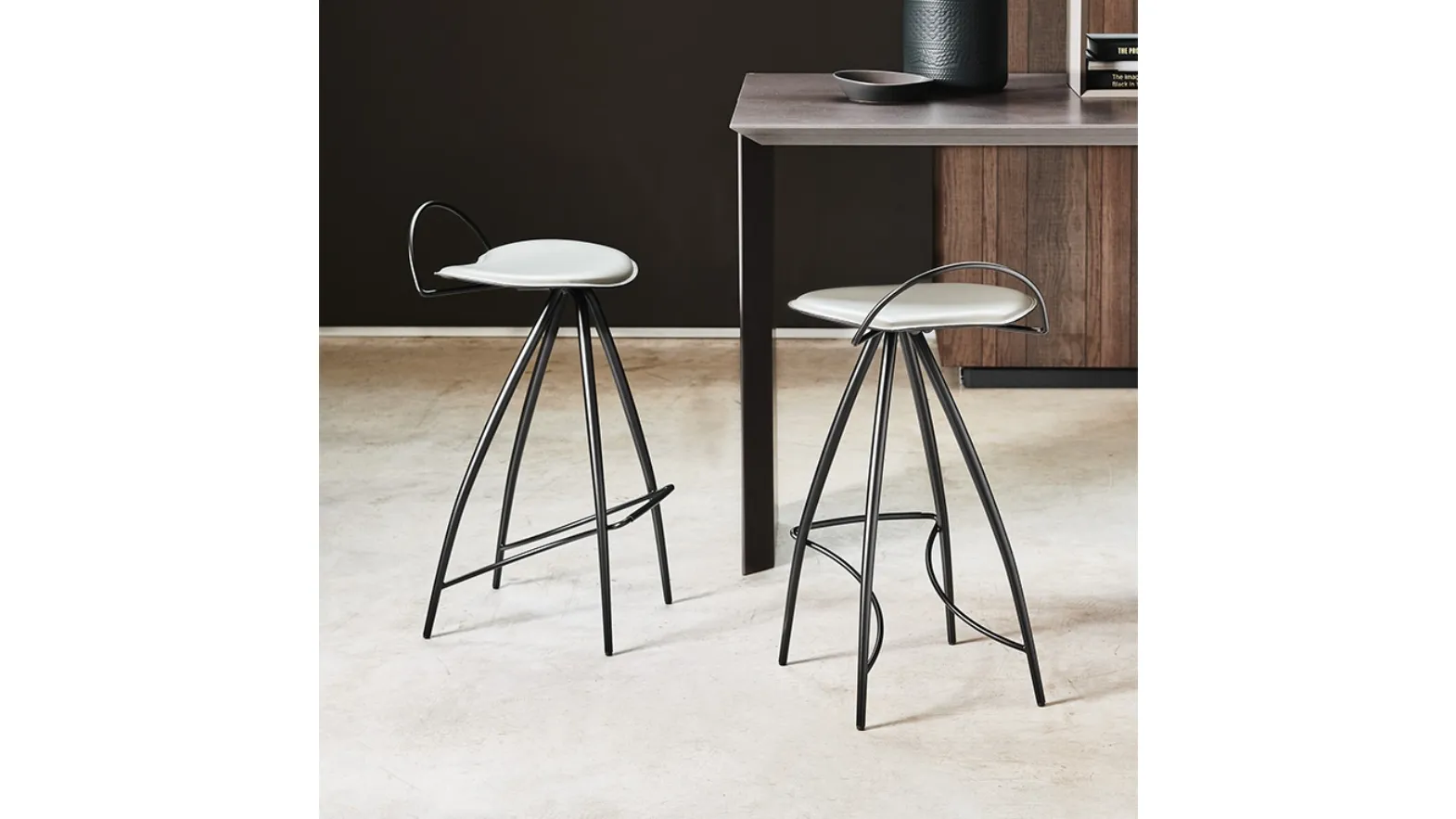 Steel stool with Coco leather seat by Cattelan Italia.