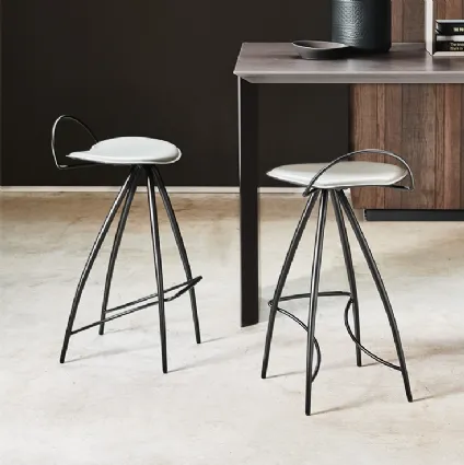 Steel stool with Coco leather seat by Cattelan Italia.