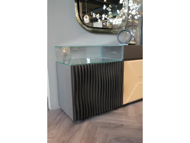 Wave sideboard with wavy wooden doors by Ozzio.