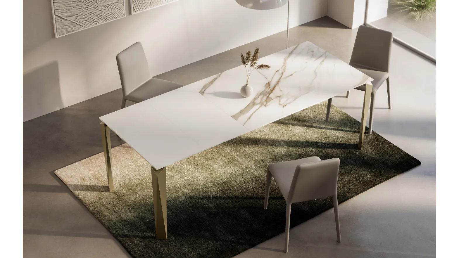 Extendable dining table Face in gres by Arredo3.