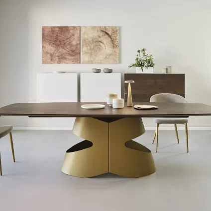 Mirò T57 Antique Gold Table by Friulsedie