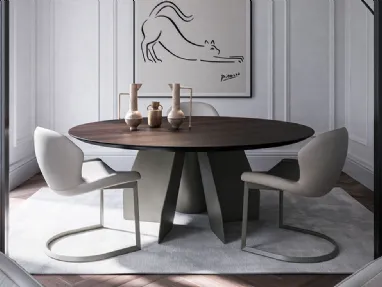 Table with wooden top Senator Round by Cattelan Italia