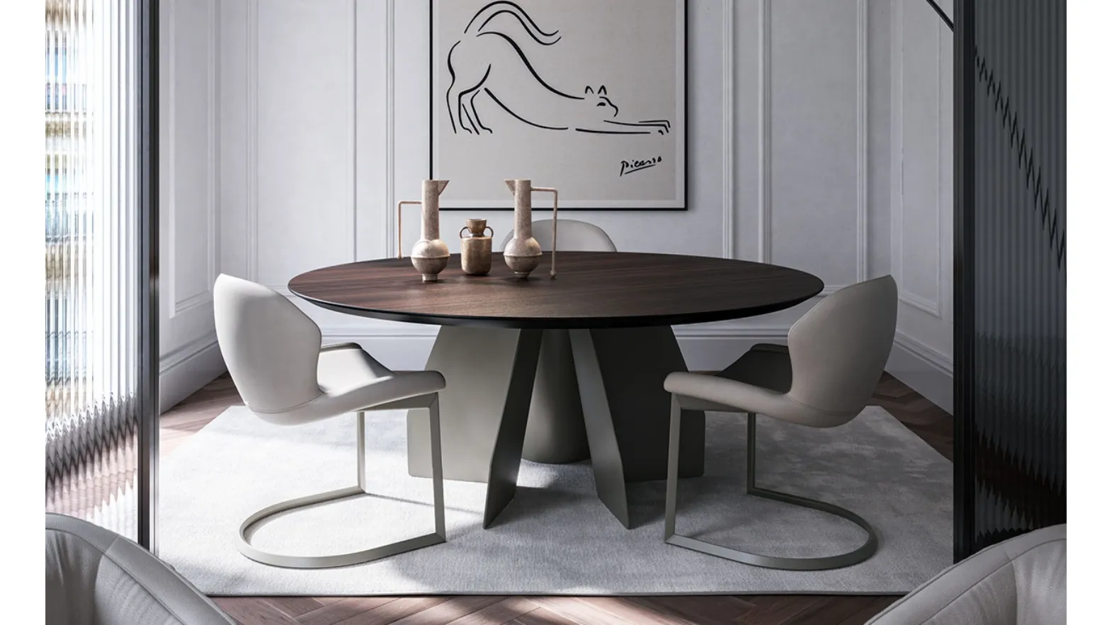 Table with wooden top Senator Round by Cattelan Italia