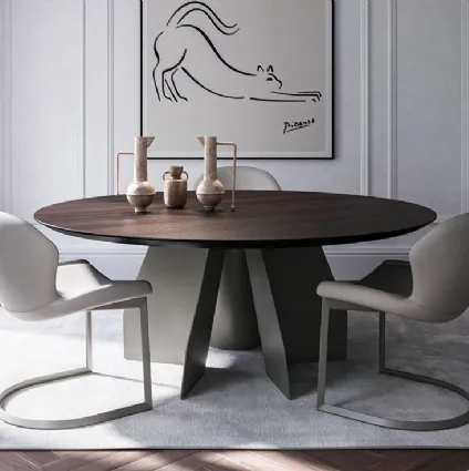 Table with wooden top Senator Round by Cattelan Italia