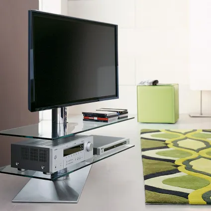 Mobile TV stand Vision in glass and steel by Cattelan Italia.