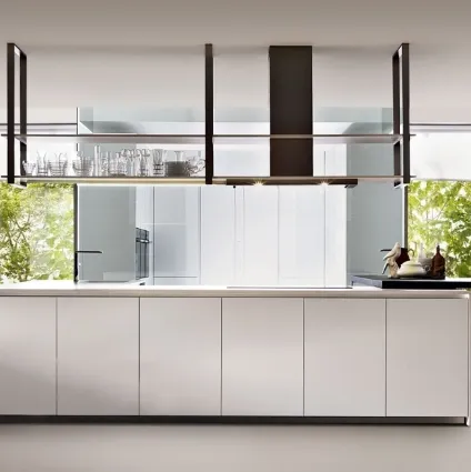 Kitchen Design with White laminated island HiLine 6 by Molteni & C