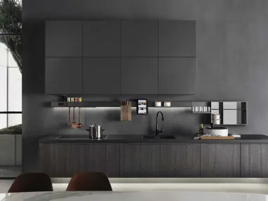 Linear design kitchen InDada in Rovere Cacao melamine by Molteni & C