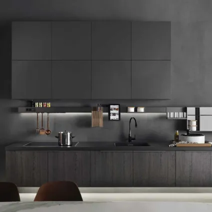 Linear design kitchen InDada in Rovere Cacao melamine by Molteni & C