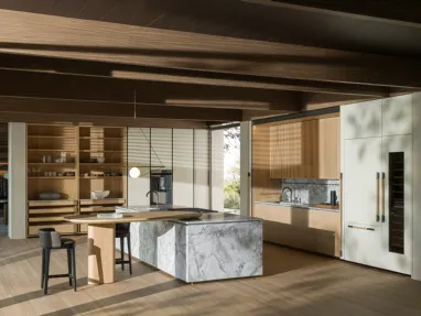 Kitchen design with Marble and Wood Island Intersection by Molteni & C.