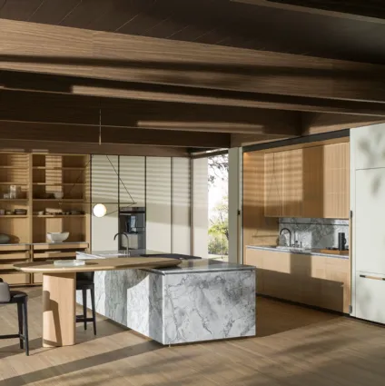 Kitchen design with Marble and Wood Island Intersection by Molteni & C.