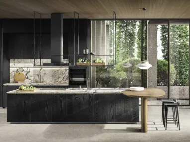 Designer kitchen with Intersection island in Black Oak with Molteni & C marble top.