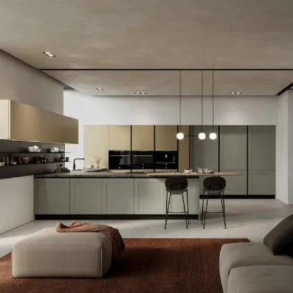 Modern kitchen with Meg 03 peninsula by Arredo3.